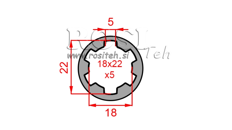 ADAPTADOR CARDÃ BUCHA 18x22x5 (6 ESTRIAS) (50 mm)