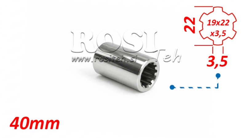 ADAPTADOR CARDÃ BUCHA 19x22x3,5 (10 ESTRIAS) (40 mm)