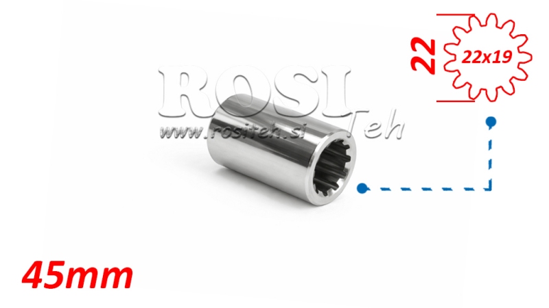 ADAPTADOR CARDÃ BUCHA 22x19 (13 ESTRIAS) (45 mm)