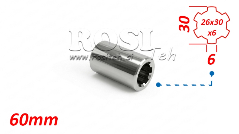 ADAPTADOR CARDÃ BUCHA 26x30x6 (6 ESTRIAS) (60 mm)