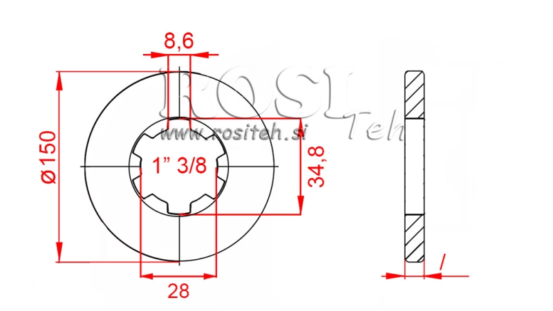 ADAPTADOR CARDÃ COM FLANGE E PINO 1-3/4 (80 mm)