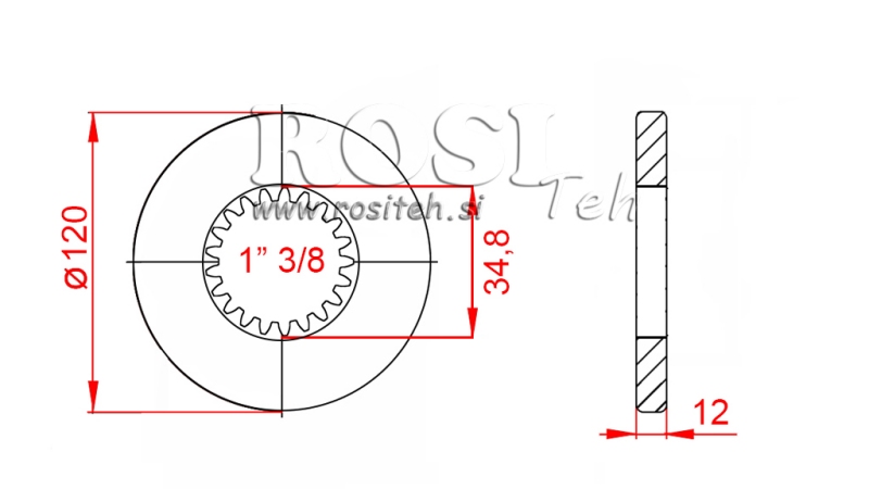 ADAPTADOR CARDÃ COM FLANGE E PINO 1-3/8 (80 mm) (21 ESTRIAS)