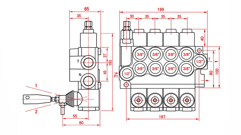 VÁLVULA HIDRÁULICA MANUAL – DISTRIBUIDOR DE 4 SECÇÕES 4xR40 ECO
