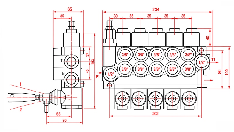 VÁLVULA HIDRÁULICA MANUAL – DISTRIBUIDOR DE 5 SECÇÕES 5xR40 ECO