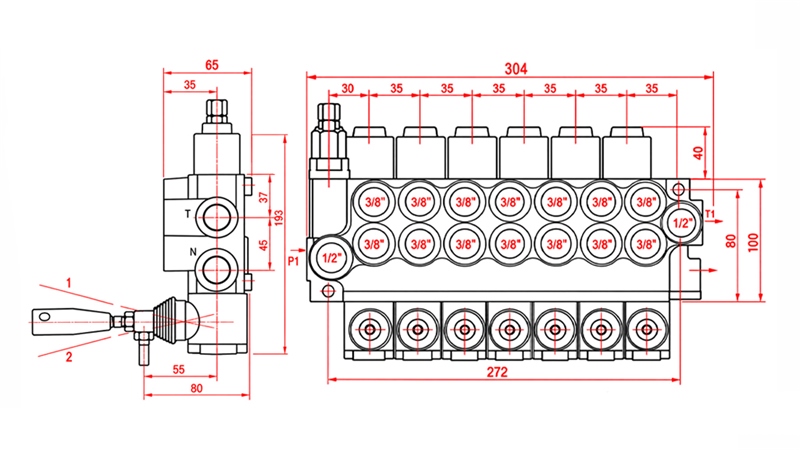 VÁLVULA HIDRÁULICA MANUAL – DISTRIBUIDOR DE 7 SECÇÕES 7xR40 ECO
