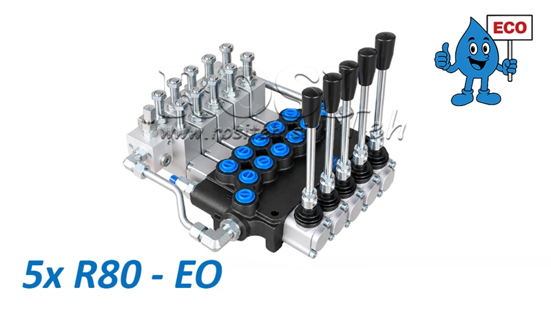 VÁLVULA HIDRÁULICA ELETRO-MANUAL (SEM BOBINAS) – DISTRIBUIDOR DE 5 SECÇÕES 5xR80-EO ECO