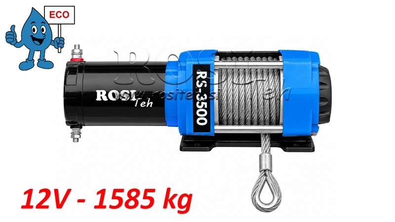 12 V GUINCHO ELÉTRICO RS-3500 - 1585 KG - CABO DE AÇO - ECO