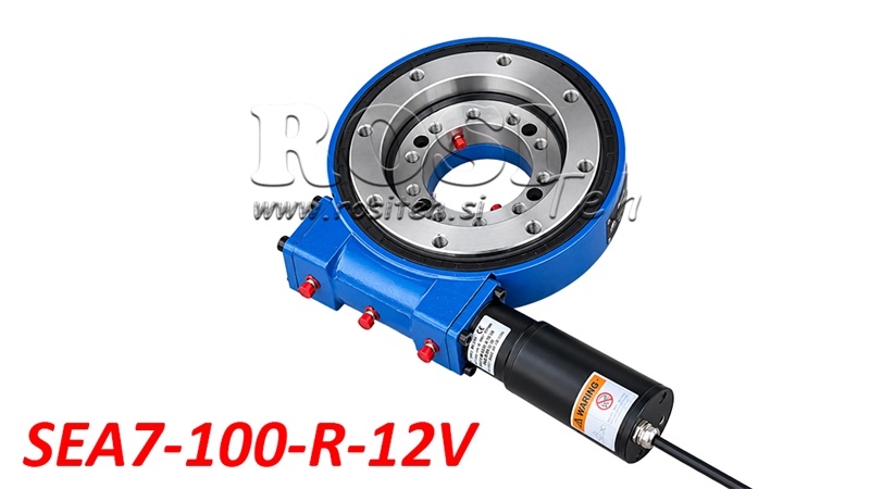 ACIONAMENTO GIRATÓRIO COM ENGRENAGEM SEM-FIM SÉRIE SEA7-100-R COM MOTOR ELÉTRICO 12V - RELAÇÃO DE TRANSMISSÃO 71:1 - ECO