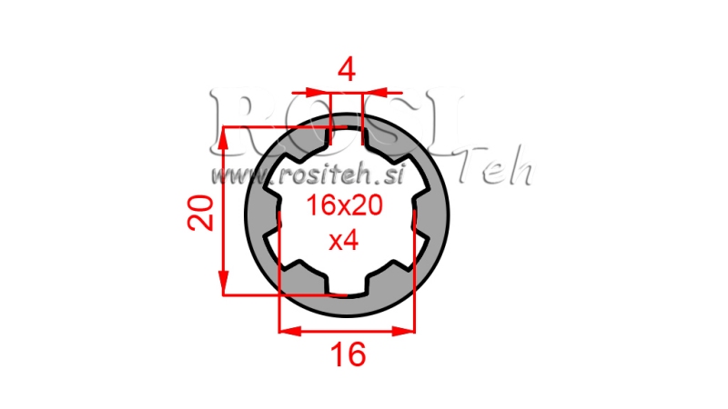 ADAPTADOR CARDÃ BUCHA 16x20x4 (6 ESTRIAS) (50 mm)