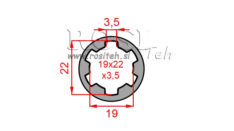 ADAPTADOR CARDÃ BUCHA 19x22x3,5 (10 ESTRIAS) (40 mm)