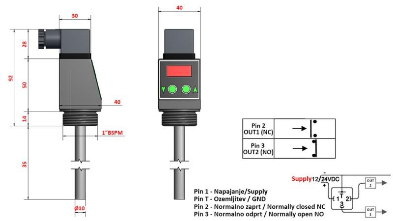 TERMOSTATO COM DISPLAY XT51V 0-100°C l-50mm
