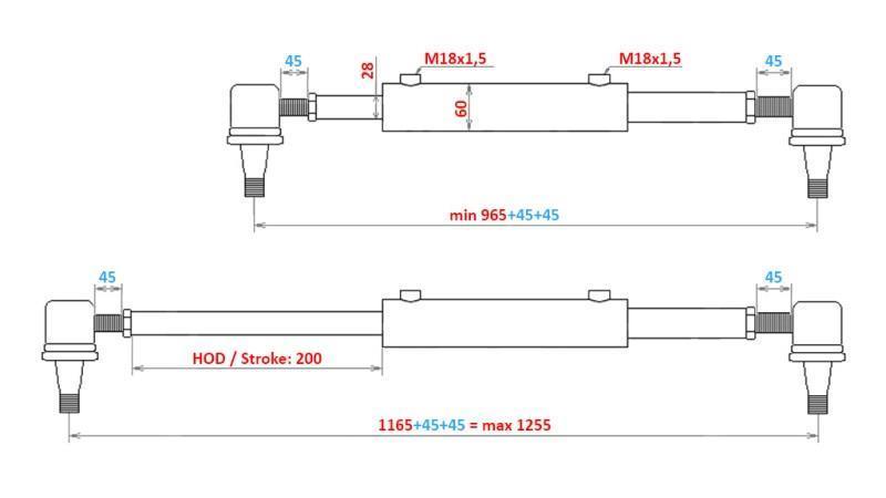 CILINDRO DE DIREÇÃO HIDRÁULICA ZETOR