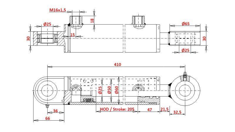 CILINDRO DE DIREÇÃO HIDRÁULICO ZETOR 7245