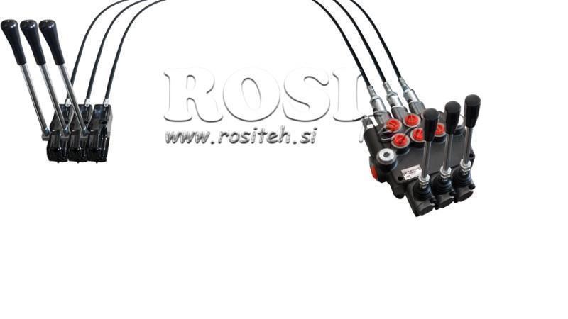 JOYSTICK DE DUPLA MANIVELA 3 m VÁLVULA HIDRÁULICA 3xP40 litros