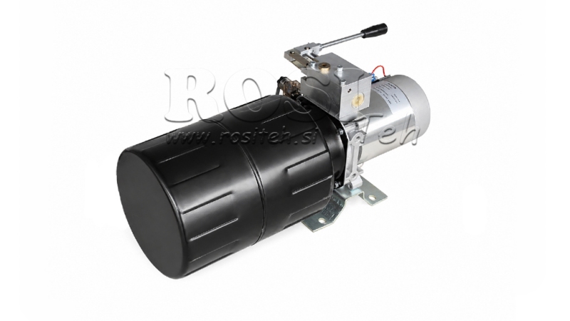 MINI HIDRAVLIČNI AGREGAT 12V DC - 1,6kW = 2,1cc - 8 lit - enosmerni sklop Z ROČNO ČRPALKO