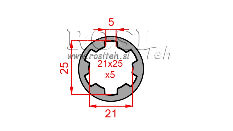 ADAPTADOR CARDÃ BUCHA 21x25x5 (6 ESTRIAS) (60 mm)