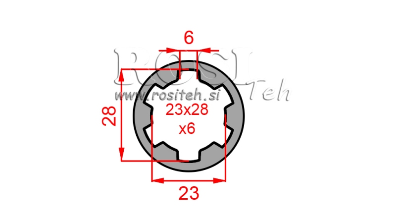 ADAPTADOR CARDÃ BUCHA 23x28x6 (6 ESTRIAS) (60 mm)