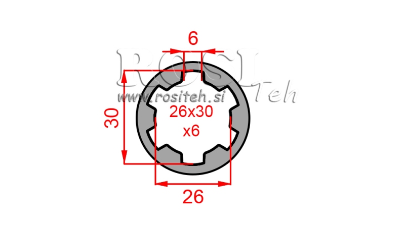 ADAPTADOR CARDÃ BUCHA 26x30x6 (6 ESTRIAS) (60 mm)
