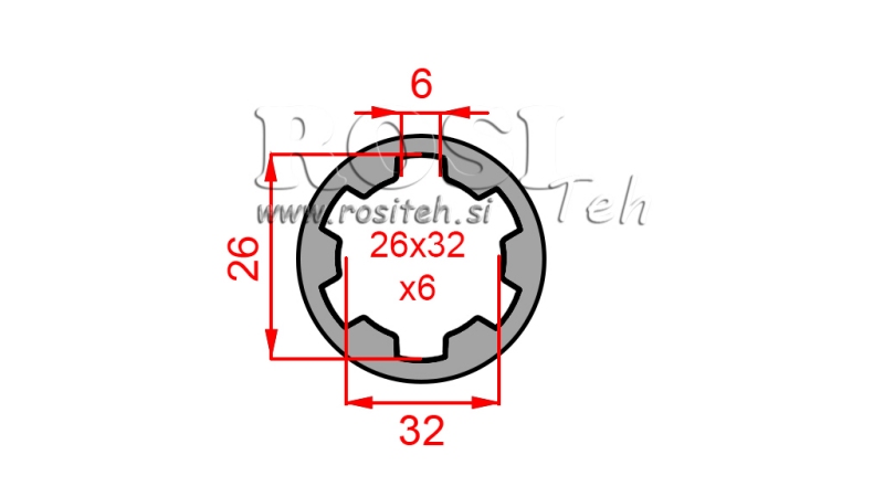 ADAPTADOR CARDÃ BUCHA 26x32x6 (6 ESTRIAS) (60 mm)