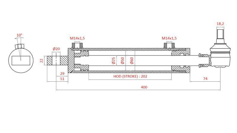 CILINDRO DE DIREÇÃO HIDRÁULICA FIAT-NEW HOLLAND OEM-5189891