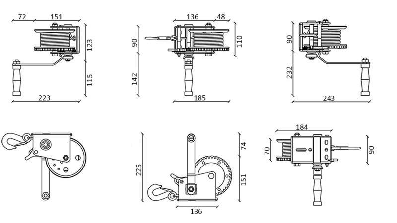 GUINCHO MANUAL DWK 16 - 725 kg - CINTA SINTÉTICA