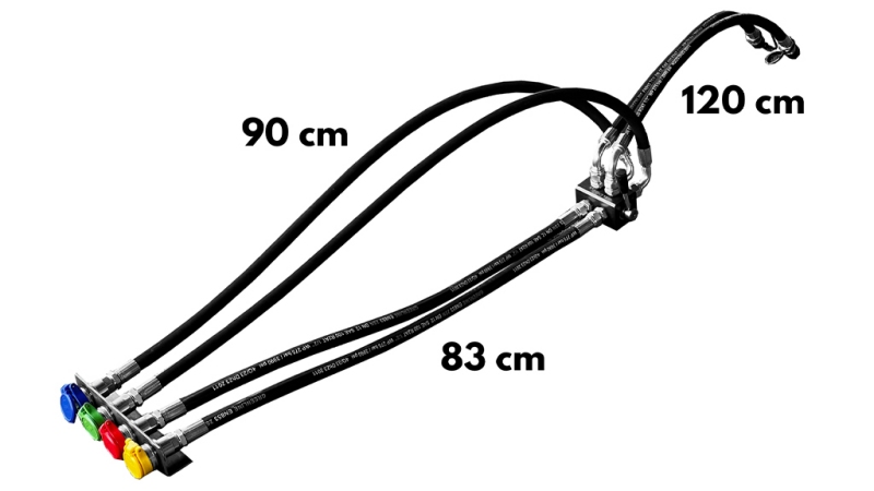 VÁLVULA DE DISTRIBUIÇÃO MANUAL COM MANGUEIRAS PARA SAÍDA DE BASCULANTE DE TRATOR DF-6/2 60LIT/MIN