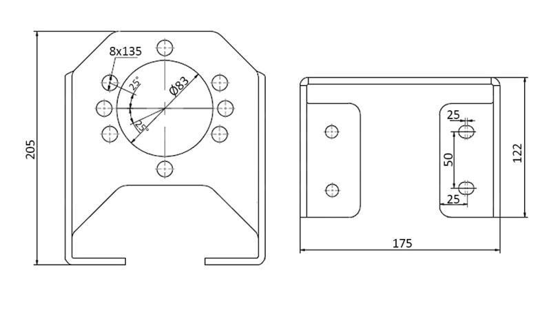 SUPORTE EM ÂNGULO PARA HIDROMOTOR MP MR MS