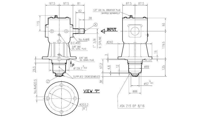 REDUTOR DE ÂNGULO LF-140J 1:1.92 (60HP-44kW)