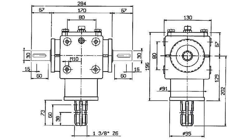 ENGRENAGEM DE ÂNGULO PTO-R20T 1:2 (25HP-18kW)