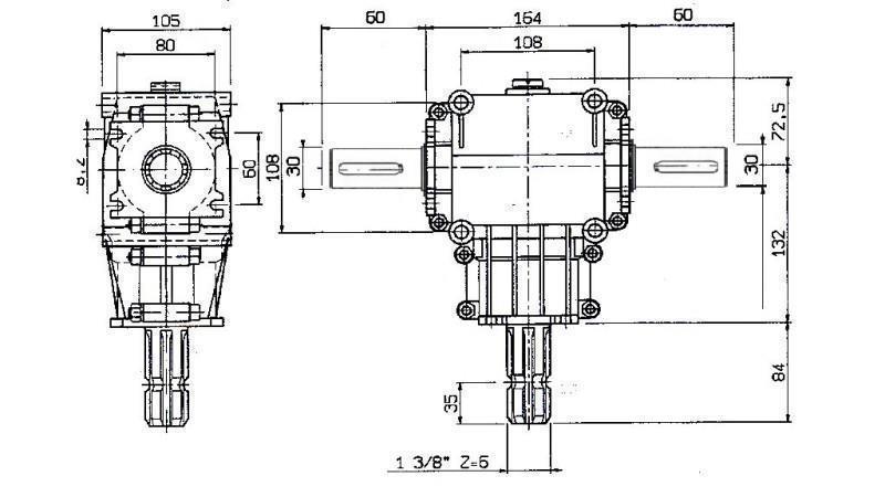 ENGRENAGEM DE ÂNGULO PTO-R22T 1:2 (23HP-17kW)