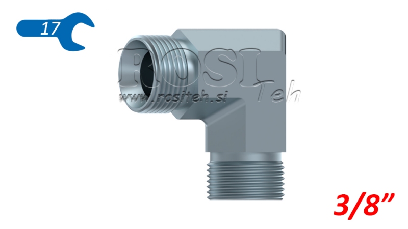 CURVA HIDRÁULICA 90° BSP CURTA MACHO-MACHO 3/8