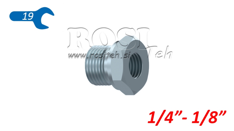 ADAPTADOR HIDRÁULICO MACHO-FÊMEA 1/4-1/8