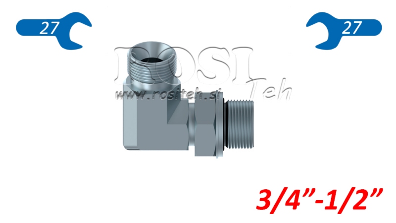 HIDRAVLIČNO KOLENO 90° PRILAGODLJIVO MOŠKO 3/4-1/2