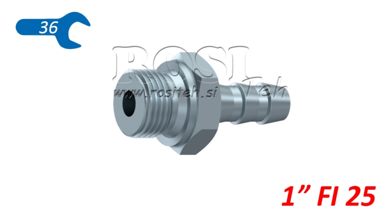 CONEXÃO MASCULINA HIDRÁULICA 1 PARA MANGUEIRA DE BORRACHA Φ 25