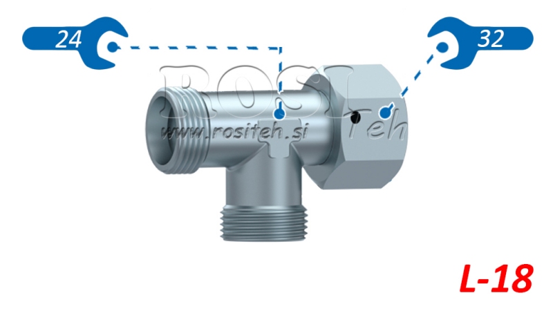 HIDRAVLIČNI T KOM L-18 Z VRTLJIVO MATICO STRANSKO M26x1,5