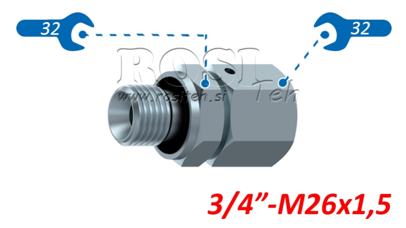 HIDRAVLIČNI UVOJNI VIJAČNI SPOJ AOVR ED BSP3/4 - (18L) M26x1,5