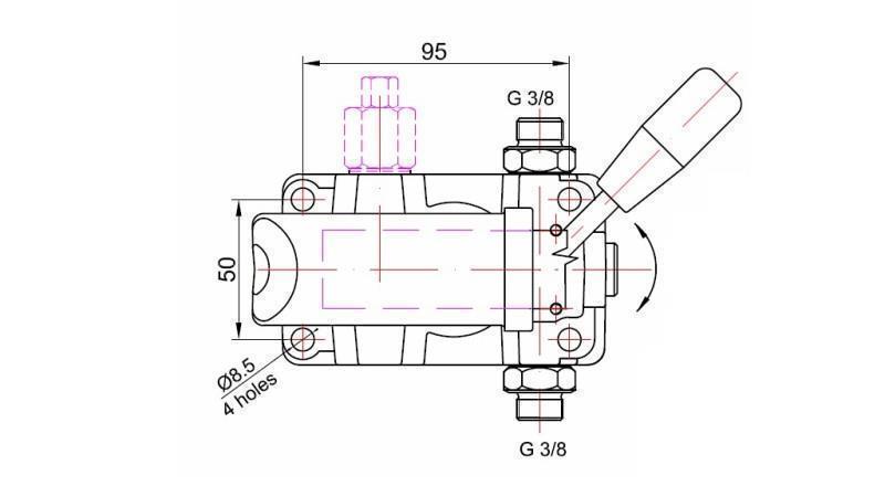 BOMBA MANUAL 12CC -DD- DIREÇÃO DUPLA - dimensões
