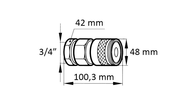 ACOPLAMENTO RÁPIDO ESCAVADEIRA FFH FÊMEA 3/4 48MM