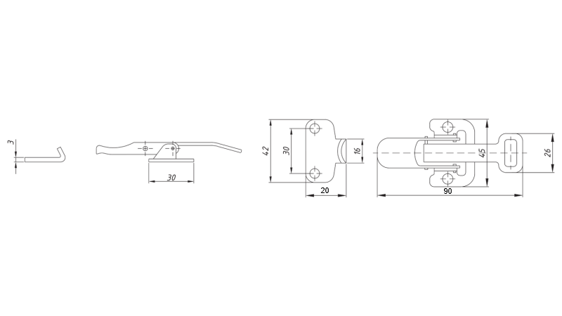 FECHO DO PAINEL LATERAL DO REBOQUE, TIPO NAPA L