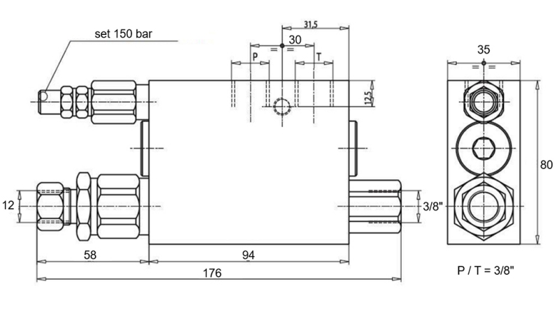 HIDRAVLIČNI CILINDER 60/40-165 Z OBRAČALNIM VENTILOM - PLUG ZA ZEMLJO