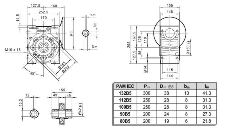 REDUTOR PMRV-110 PARA MOTOR ELÉTRICO MS132 (5.5-7.5kW) RAZÃO 10:1