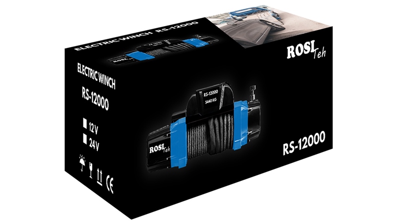 12 V GUINCHO ELÉTRICO RS-12000 - 5440 kg - CORDA SINTÉTICA - ECO