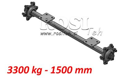 EIXO PARA REBOQUE SEM FREIOS (6 PARAFUSOS) - 3300 kg - 1500 mm (COM PLACA DE MONTAGEM)