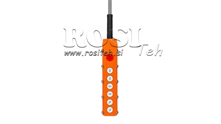CONTROLE REMOTO 6 BOTÕES + INTERRUPTOR DE EMERGÊNCIA EM CAIXA COM CABO