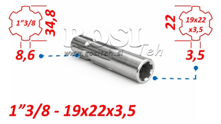 ADAPTADOR CARDÃ DE 19x22x3,5 (10 ESTRIAS) PARA 1-3/8 (120 mm)