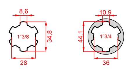ADAPTADOR CARDÃ COM PINO DE 1-3/4 PARA 1-3/8 (165 mm)