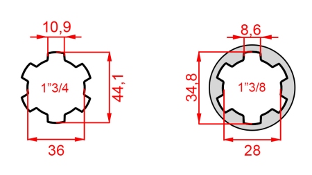 ADAPTADOR CARDÃ COM PINO DE 1-3/8 PARA 1-3/4 (165 mm)