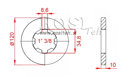 ADAPTADOR CARDÃ COM FLANGE E PINO 1-3/8 (80 mm)