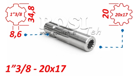 ADAPTADOR CARDÃ DE 20x17 (12 ESTRIAS) PARA 1-3/8 (120 mm)