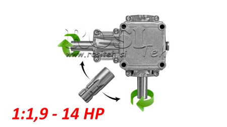 CAIXA DE CÂMBIO ANGULAR P.T.O. 1:1.9 (14HP-10KW)